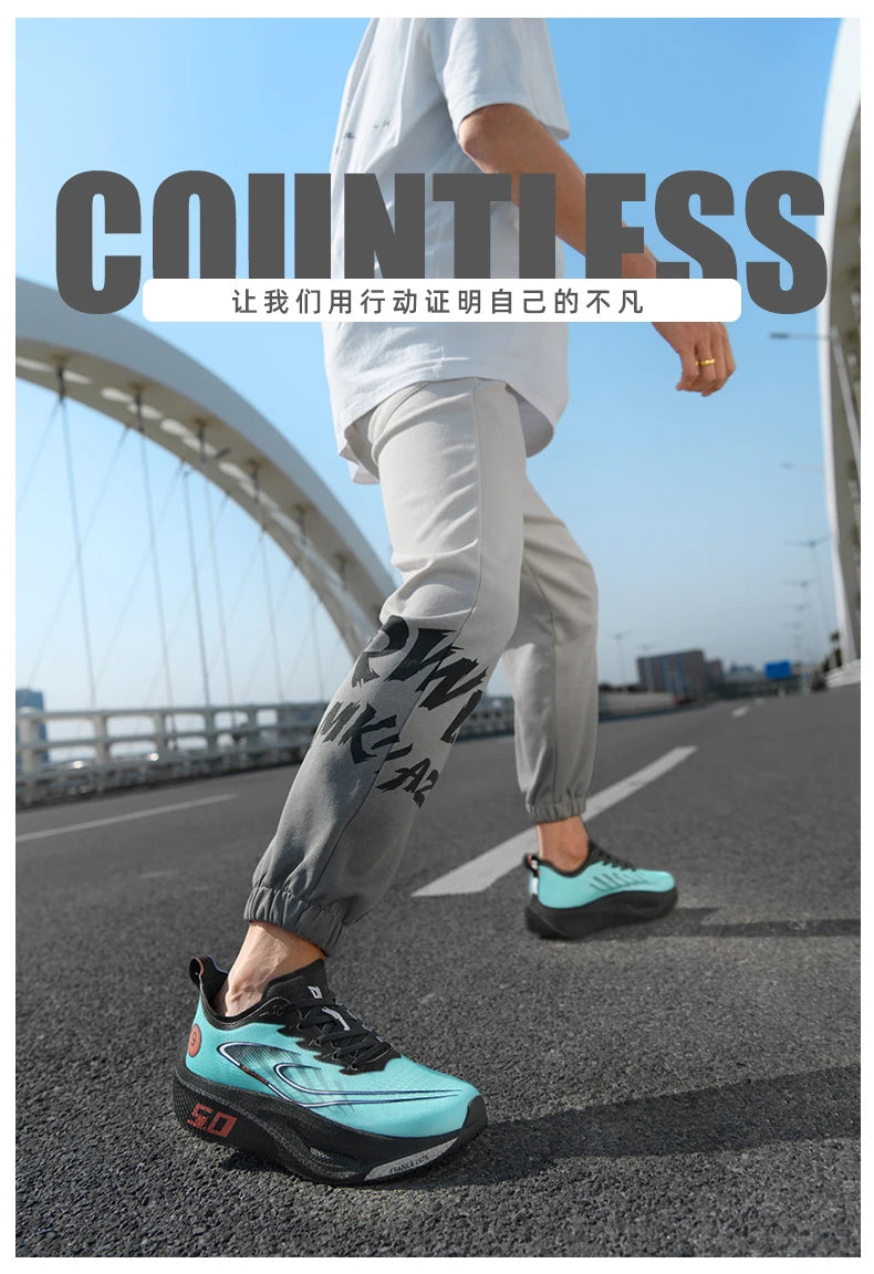 Men's Sports Shoes Cushioning Non-Slip Flat Wear Resistant Sneakers Mesh Breathable Platform Soft Running Shoes for Man