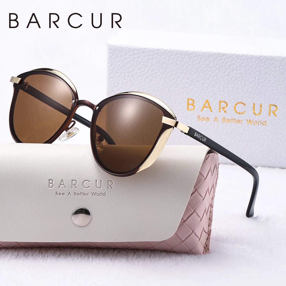 BARCUR Luxury Brand Delicate Fantasy Rimless Cat Eye Polarized Sunglasses Casual Party Vacation Travel UVA*B Women Sunglasses