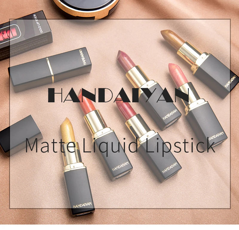 Black tube gold shiny lipstick, pearl moisturizing lipstick 9 colors available