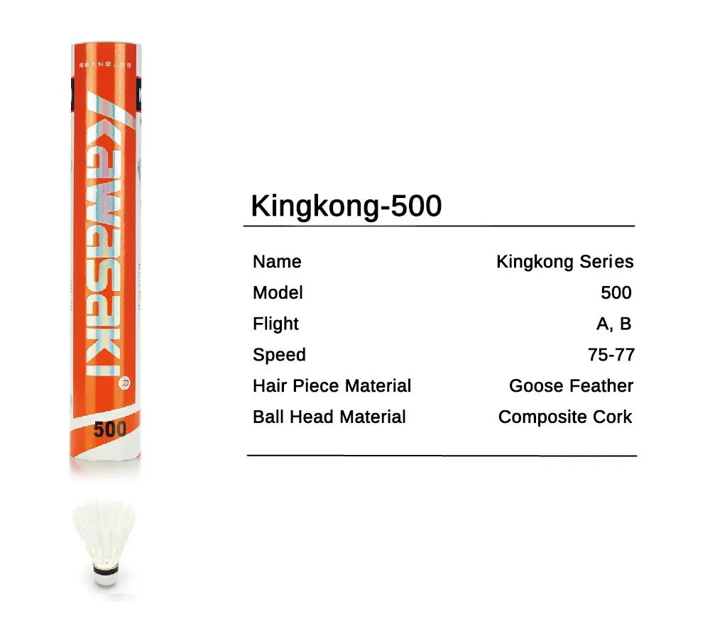 Kawasaki King Kong 500/700 Feather Badminton Shuttlecock For Clubs & Training Racquet Sports Speed 76 77 Durable Badminton