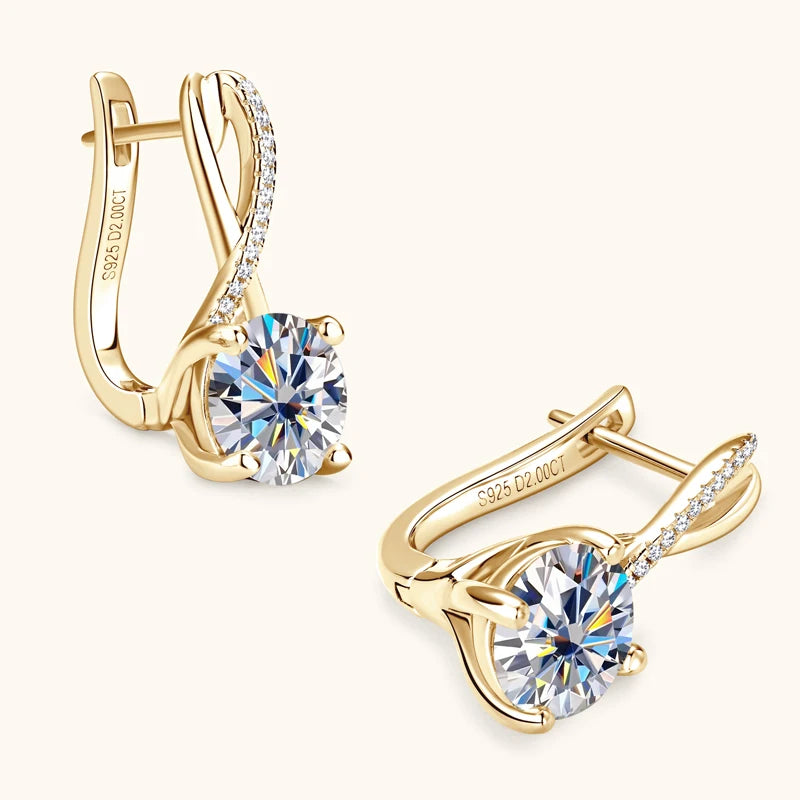 Lnngy ohrringe silber 925 Sterling Silver Hoop Earring GRA Certified 8MM 2ct Moissanite Infinity Earring For Women Daily Jewelry
