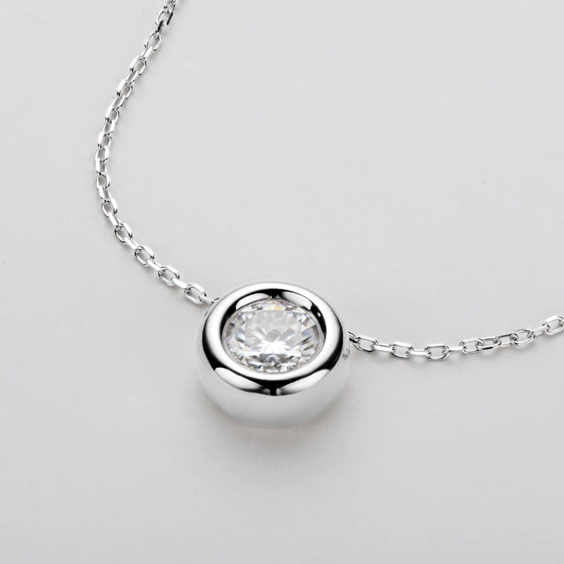 Lnngy D Color Bezel Moissanite Stud Earrings 925 Sterling Silver Pendant Necklace Earring Jewelry Set For Ladies Wedding Gift