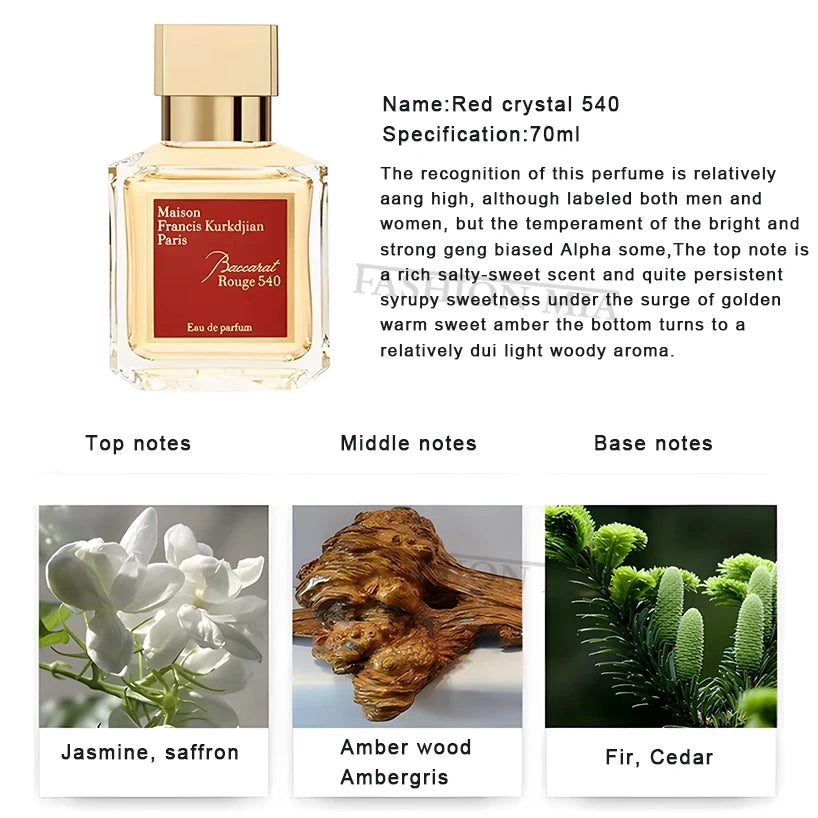 70ml Brand Rouge 540 Women Perfume Long Lasting Men Cologne Floral Pheromone Fragrance Gift Daily Work Dating Perfume