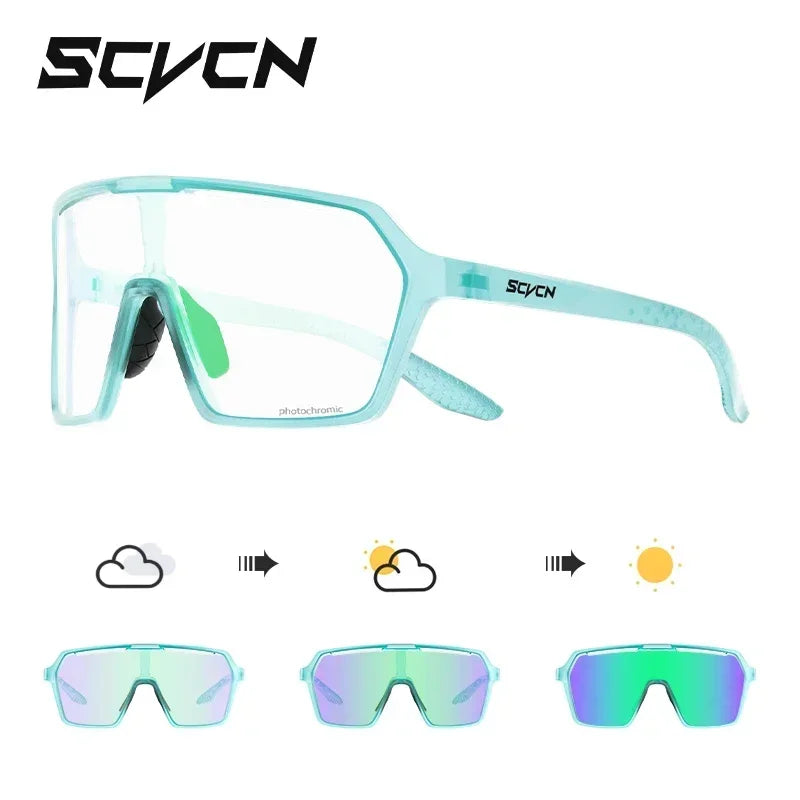 SCVCN Photochromic Sunglasses for Men Cycling Glasses UV400n Women Driving Glasses MTB Road Bike Sport Eyewear Running