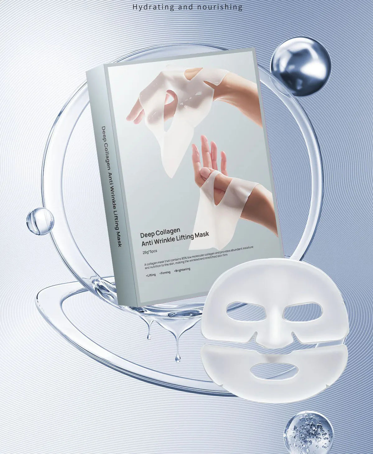 Deep Collagen Anti Wrinkle Lifting Mask Collagen Face Mask Overnight, Deep Collagen Mask for Lifting Firming Moisturizing(5Pack)