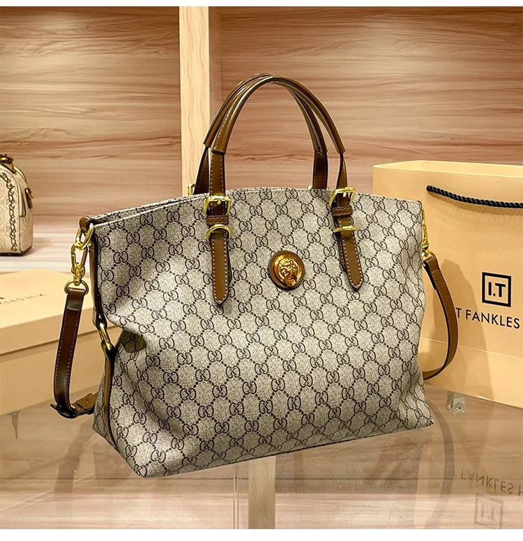 Women’s Light Luxury Retro Handbag – Large Capacity Shoulder & Crossbody Tote – 2025 High-End Fashion