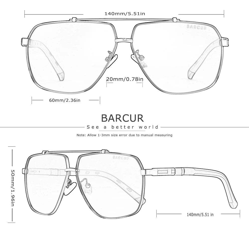 BARCUR Square Mens Sunglasses Polarized Driving Gradient Sun Glasses for Men UV400 Shades Eyewear Oculos Gafas De Sol