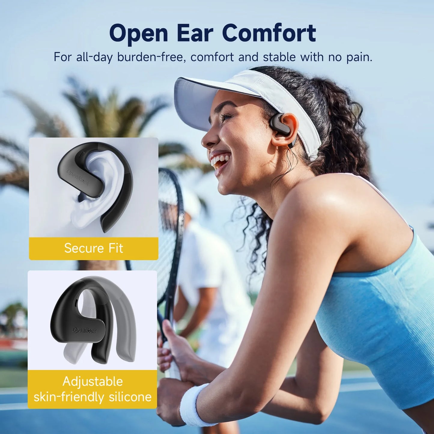 Oneodio OpenRock S Air Conduction Bluetooth 5.3 Earphones Open Ear Wireless Headphones Sports Earbuds TWS With 4 AI Mics 60Hr
