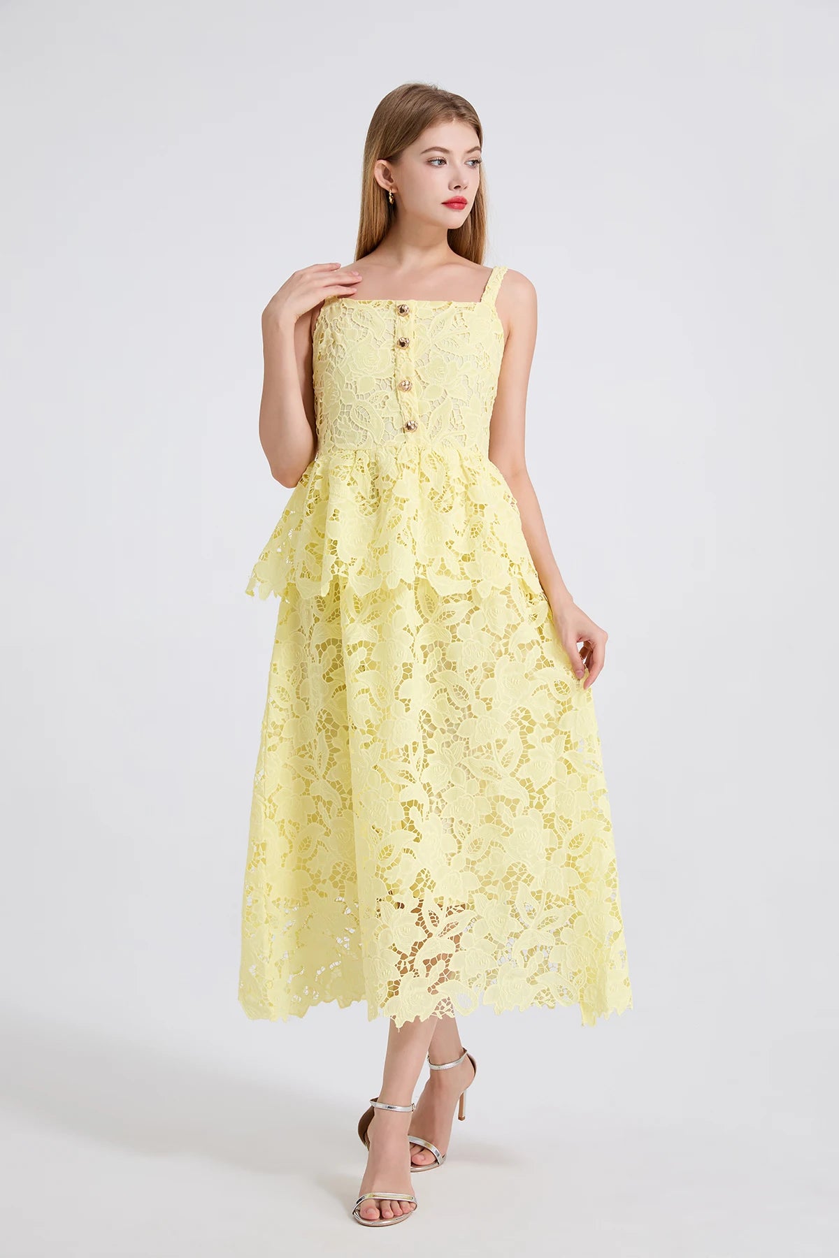 Women's Dress New Flower Embroidery Square Collar Long Dresses for Summer 2025 Backless Sleeveless Midi Dresses Party Dresses