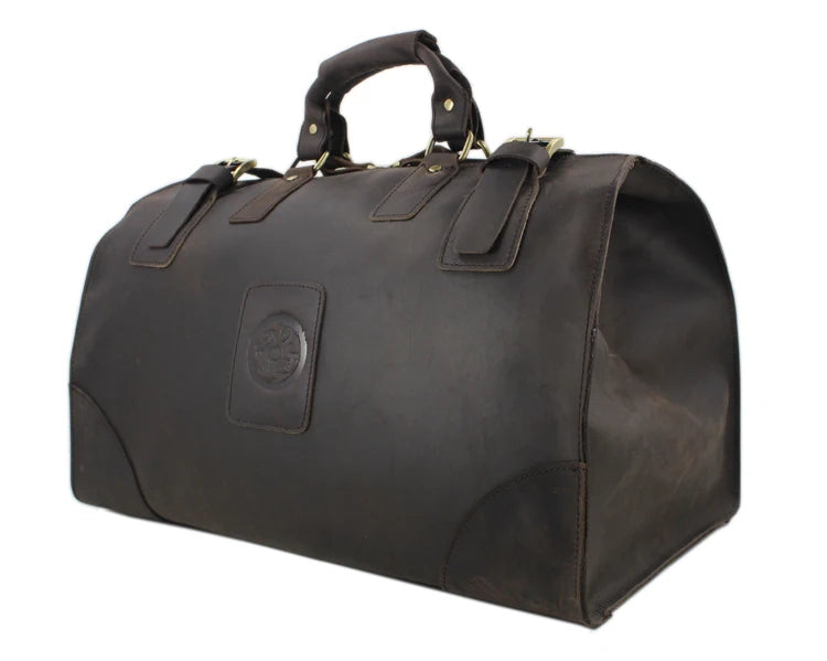 MUNUKI Vintage Crazy Horse Genuine Leather Travel bag Large Luggage bag men Leather duffle bag Large Weekend Bag Tote Big