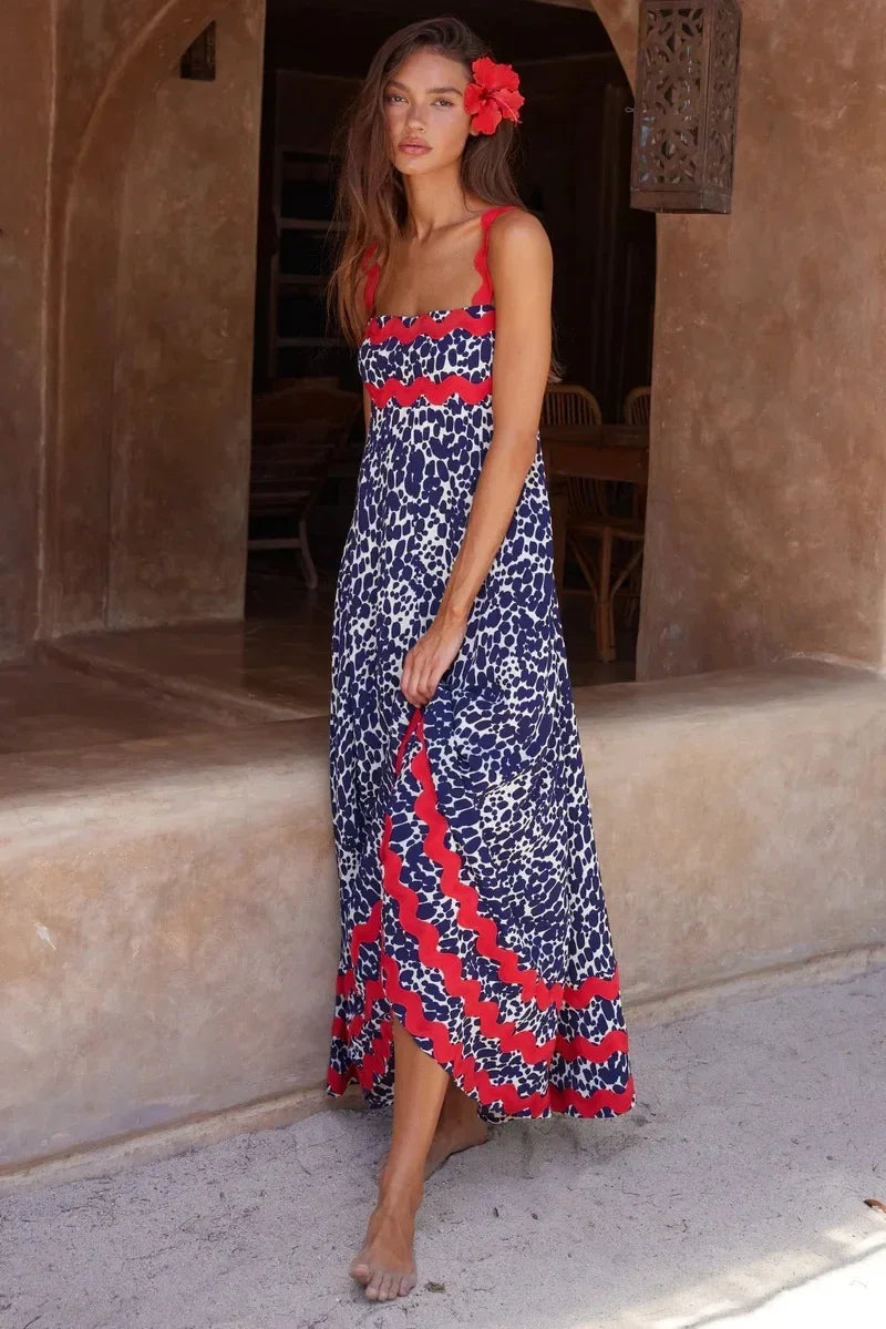 EuroWave Eleganza Dress – Summer 2025 A-Line Printed Maxi