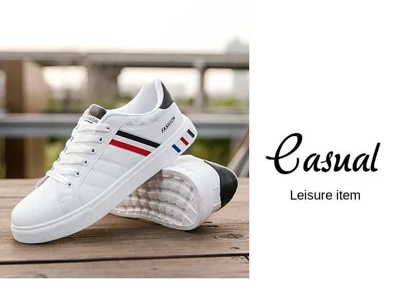 2024 Mens Casual Sneakers New Fashion Lace-up White Shoes Student Comfort Sports Plus Size Vulcanized Shoes Zapatillas De Hombre