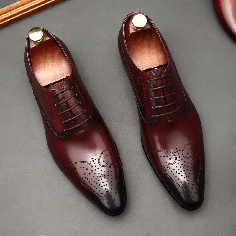 Handmade Mens Dress Shoes Luxury Genuine Leather High Quality