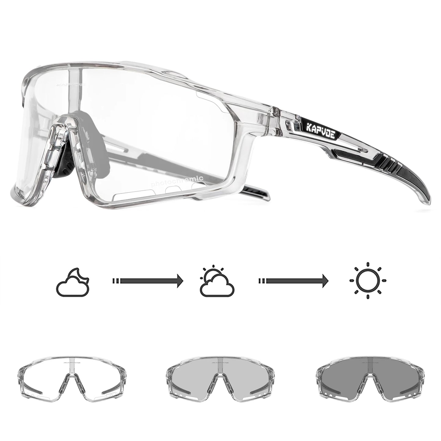 Kapvoe Outdoor Photochromic Sunglasses Anti-fog Cycling Glasses Bike Bicycle Men Women Sports Hiking MTB UV400 Anti-fog Goggles