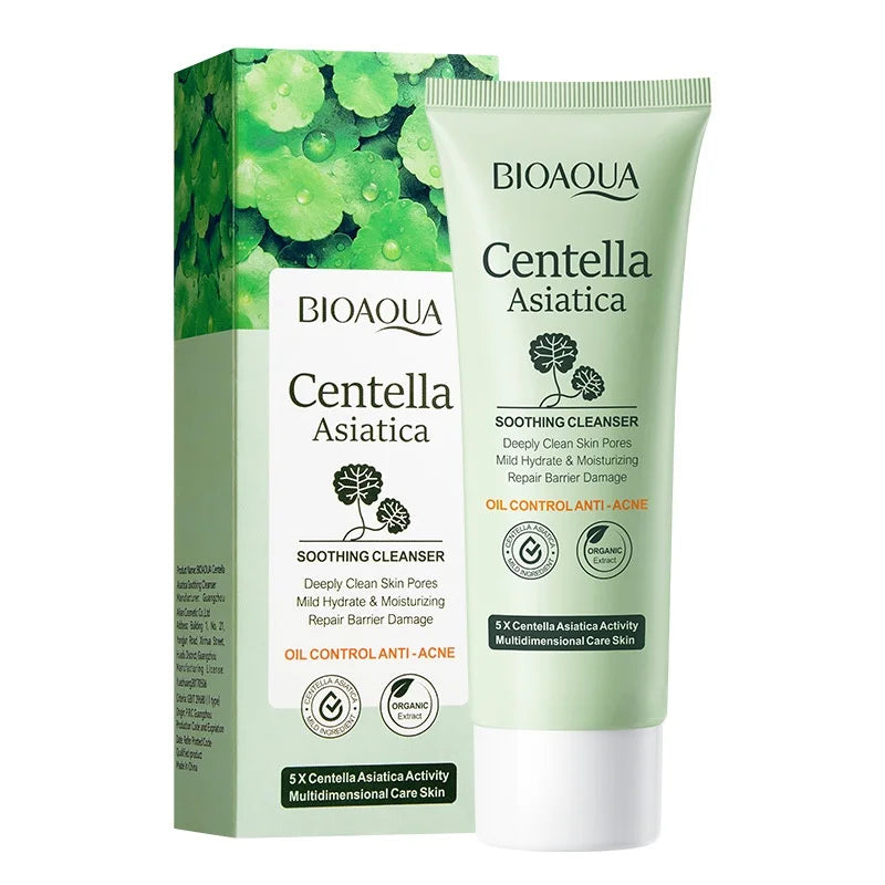 BIOAOUA Nourishing Centella Asiatica Facial Cleanser for Deep Pore Cleansing and Soothing Skin Care 100g