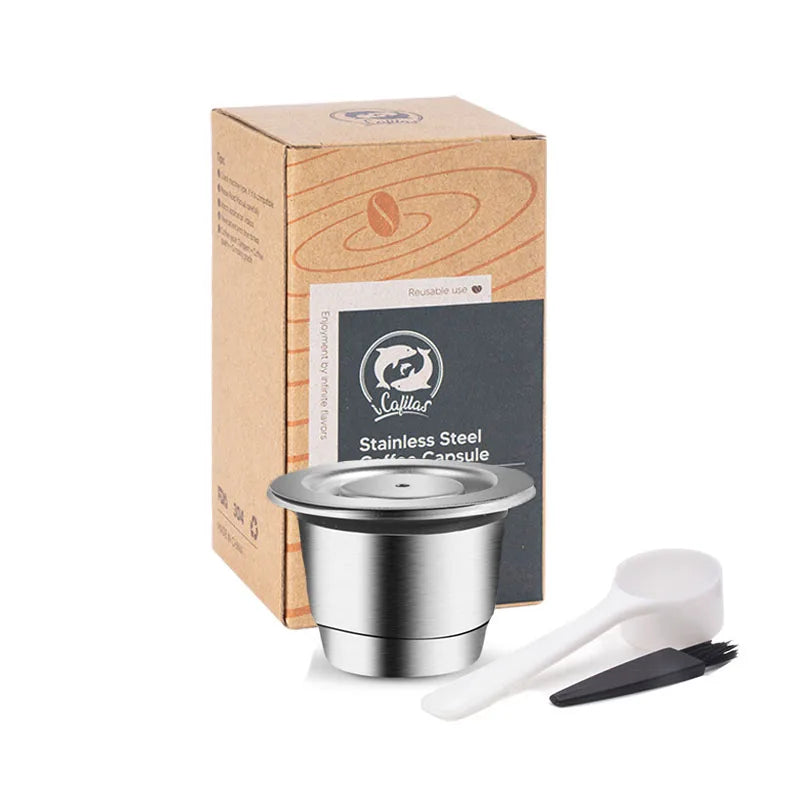 Coffee Capsule For Nespresso Reusable Stainless Steel Refillable Filters Espresso Pod Fit Inissia Pixie Essenza Mini CoffeeMaker