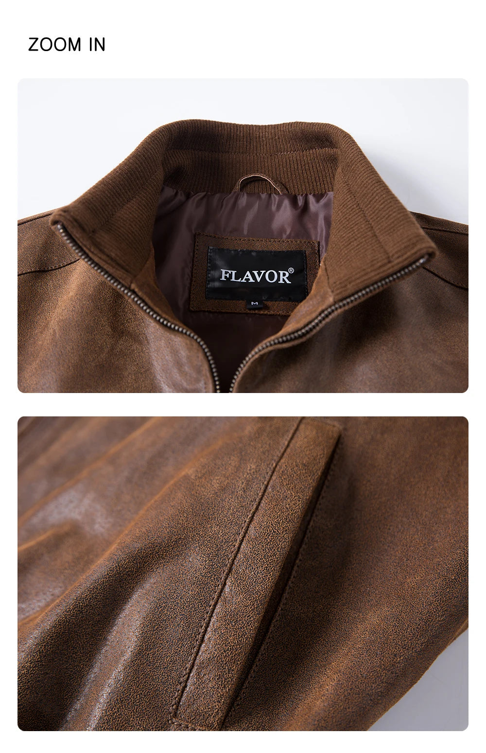 Men’s Pigskin Leather Bomber Jacket – Casual Stand Collar Leather Coat