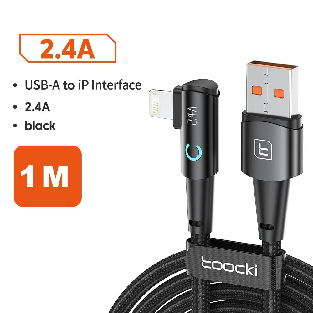 كابل Toocki USB لهاتف iPhone 14 13 12 11 Pro Max شاحن سريع كابل Lightning سلك USB لهاتف iPhone 12 11 X XR 8 7