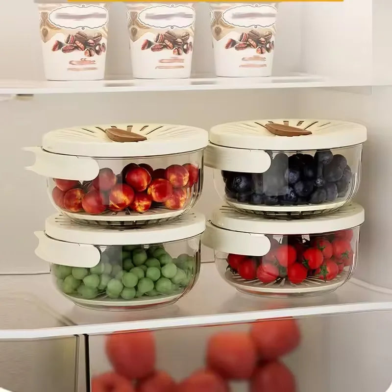 Kitchen Colander Storage Basket Multifunctional Fruit Vegetable Washing Bowl with Strainer Lid And Handle Fruit Storage Containe