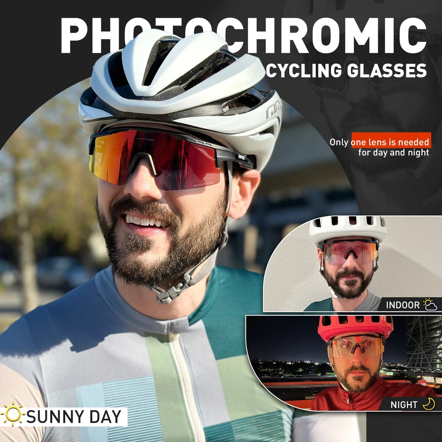 KAPVOE Photochromic Cycling Glasses Outdoor Sports Sunglasses for Man Bicycle Eyewear MTB Cycling Women Road Bike UV400 Goggles