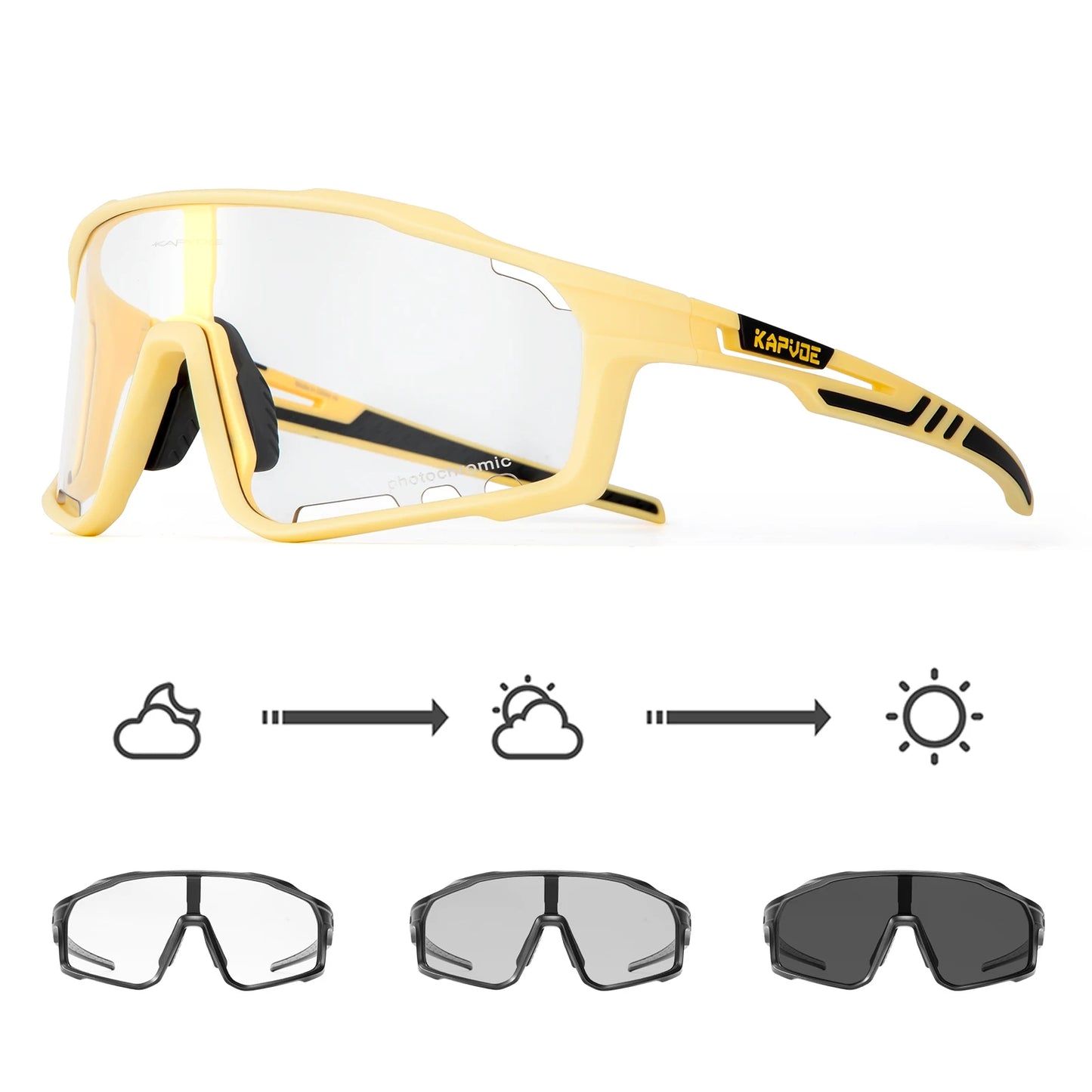 Kapvoe Outdoor Photochromic Sunglasses Anti-fog Cycling Glasses Bike Bicycle Men Women Sports Hiking MTB UV400 Anti-fog Goggles