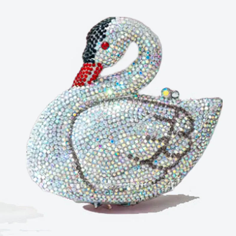 XIYUAN Swan Shaped Diamond Evening Clutch Bags New Rhinestone Day Clutches Metallic Gem Clutch Purses And Handbags Wedding Purse