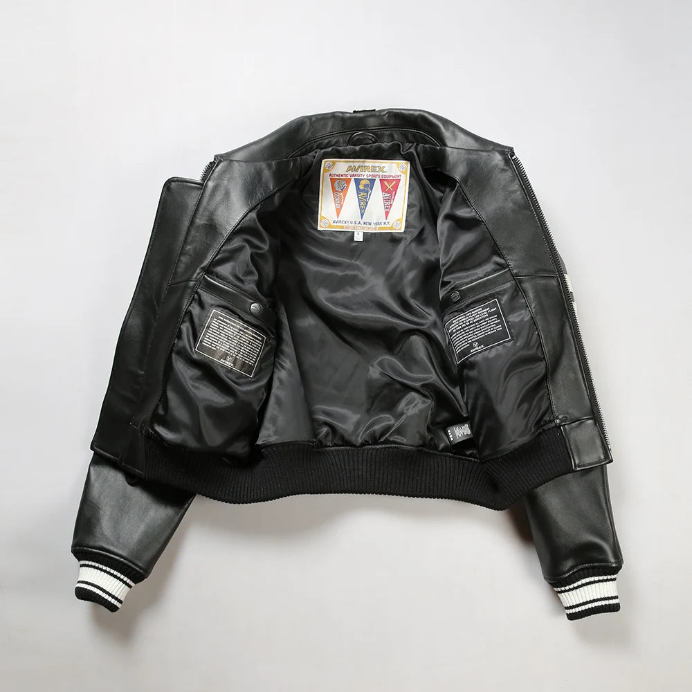 Fall and Winter Season New Women's Flight Suit Jacket French Lamb Leather Loose Fit outfits US Size Genuine Leather Coats coats