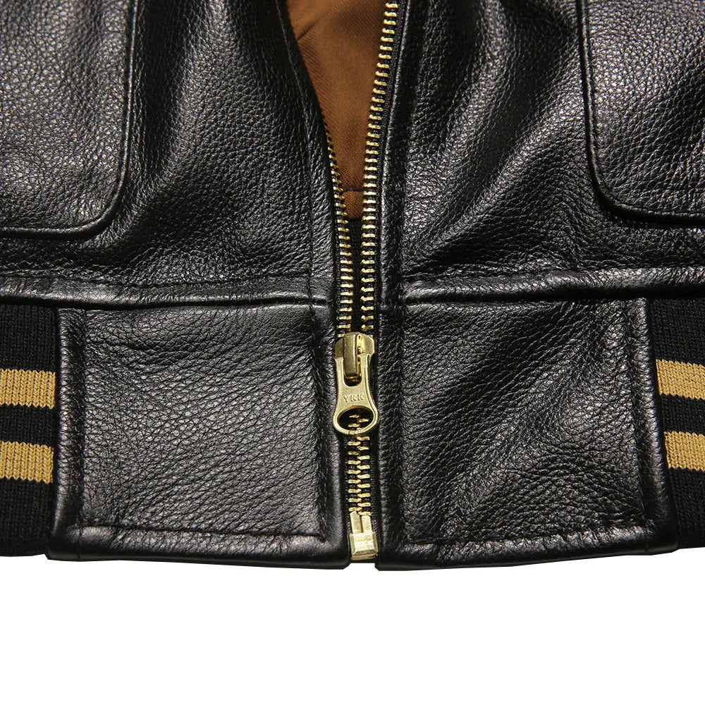 Men's top quality stand collar real leather jacket baseball tiger embroidery Fashion leisure first layer cowhide leather coat