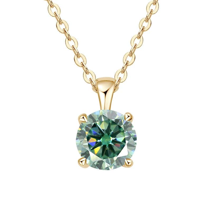 JoyceJelly Classic Four Prong 1ct Moissanite Necklace Women's 925 Sterling Silver Plated 18k Gold Pendant Luxury Fine Jewelry