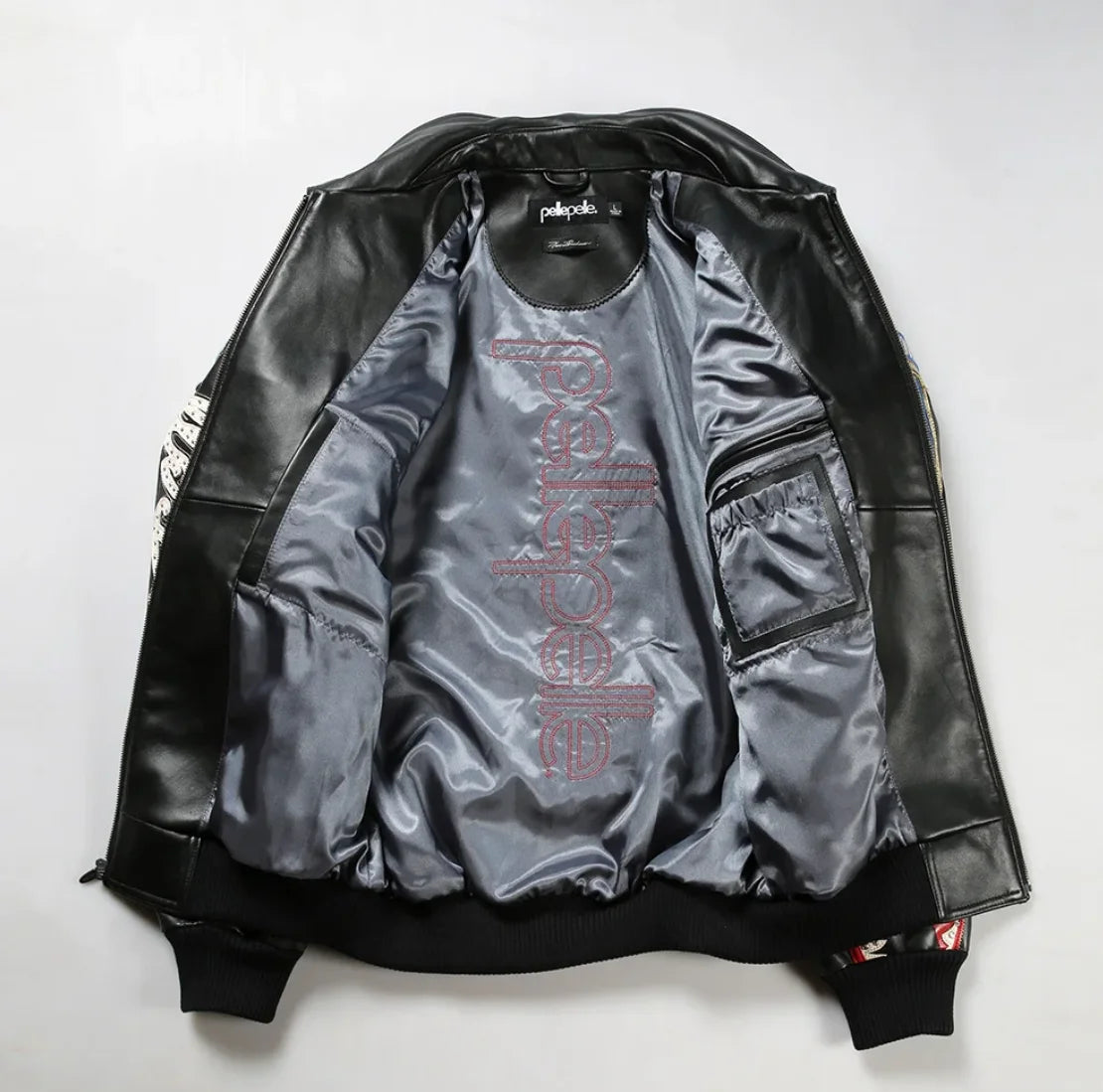 US size men's Hip Hop Sheep skin Varsity Jacket Embroidered Diamond Classic Casual Sport genuine leather Coat tops
