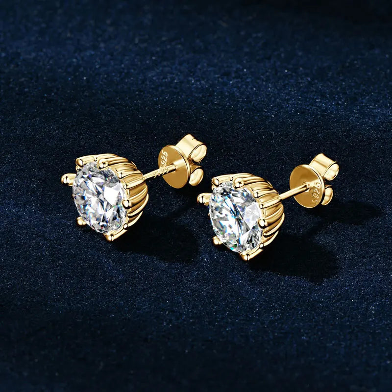 Lnngy Single 2.0ct Moissanite Stud Ear Women 925 Sterling Silver Fashion Earrings For Wedding Engagement Elegant Jewelry Gift