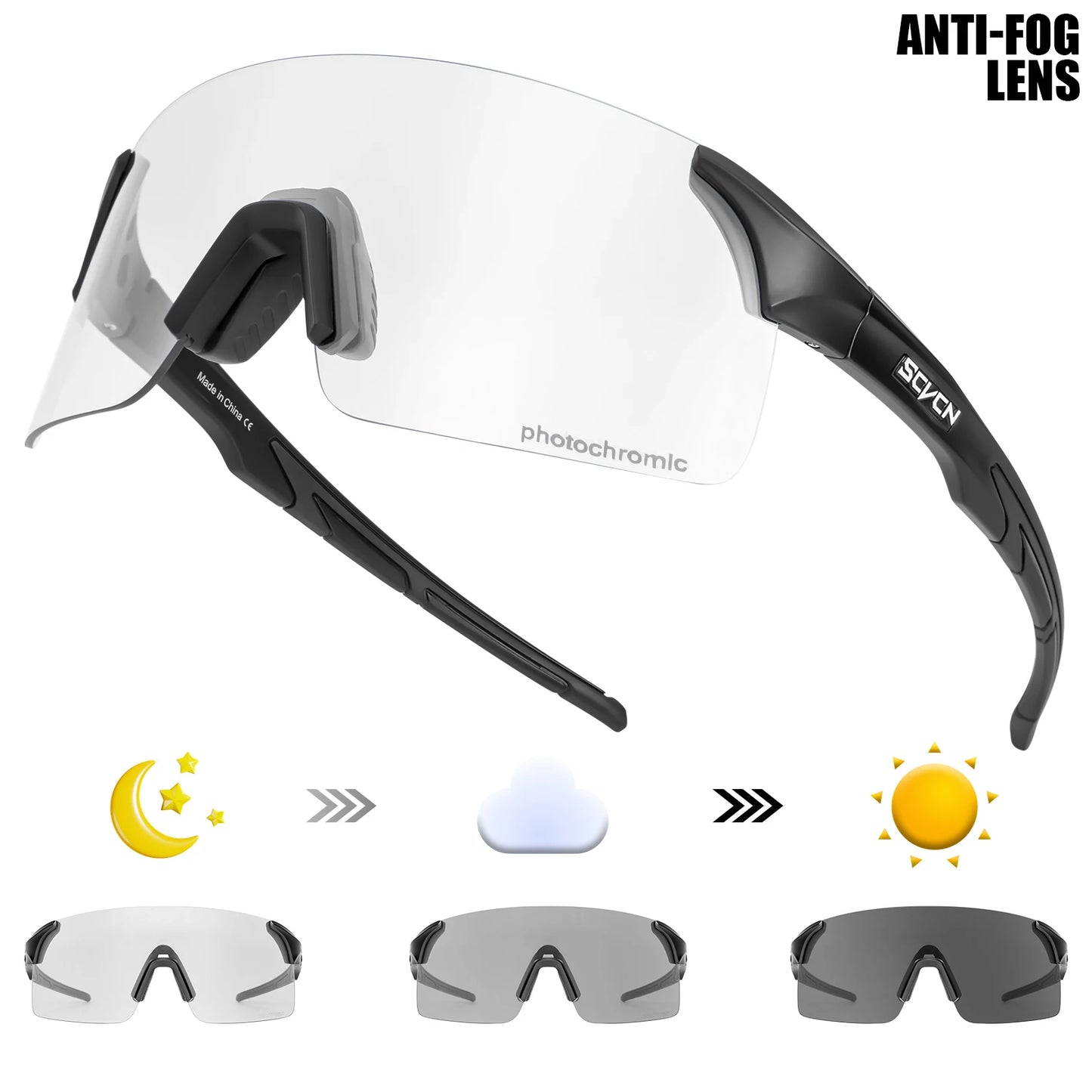 SCVCN New MTB Anti Fog Photochromic Sunglasses Men Outdoor Anti-fog Cycling Glasses Bicycle Women Bike MTB UV400 Sports Eyewear