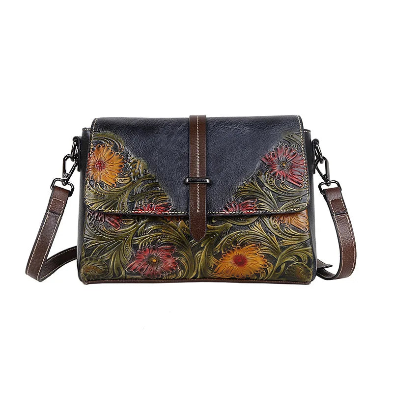 MOTAORA Women Shoulder Bag Genuine Leather Handbag Female Luxury Handmade Embossed Vintage Flap Bag High Quality Messenger Bags