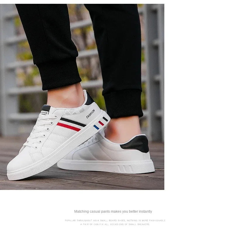2024 Mens Casual Sneakers New Fashion Lace-up White Shoes Student Comfort Sports Plus Size Vulcanized Shoes Zapatillas De Hombre