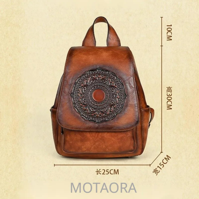MOTAORA 2025 New Retro Women Bags Designer Leather Luxury Backpack For Woman Large Capacity Bag Women's Stylish Travel Backpacks