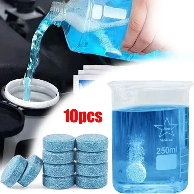 All-Season Windshield Washer Effervescent Tablet (Solid Concentrate) Shellac-Free Formula