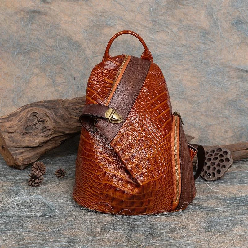 2025 Vintage Handmade Leather Backpack for Women, Genuine Cowhide Travel Bookbag, Luxury Designer School Bags for Ladies & Girls