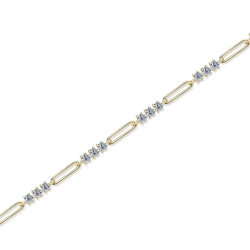 Lnngy Certified Round 3MM Moissanite Bracelet For Women 925 Sterling Silver Adjustable Chain Bracelets Fashion Hand Jewelry Gift