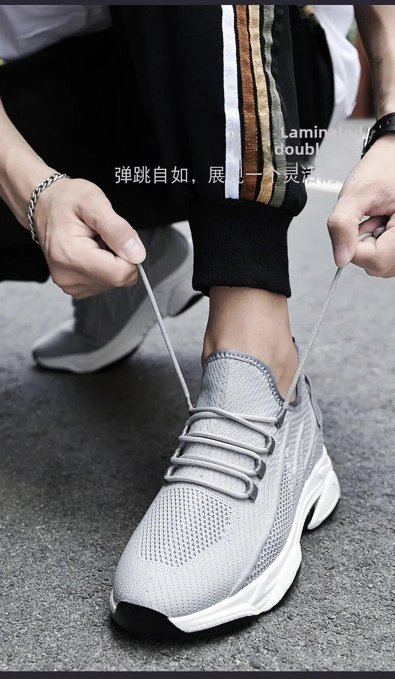 Invisible Heightening 8CM Men's Running Shoes Low Heel Soft Bottom Casual Sports Shoes Breathable Mesh Inner Lining EVA Insole