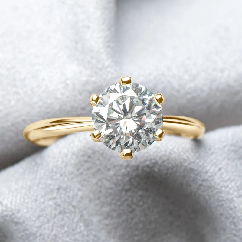 Lnngy 8MM 2CT Moissanite Ring With Certificate 925 Sterling Silver Solitaire Rings for Women Girls Sparkling Wedding Bands Gift