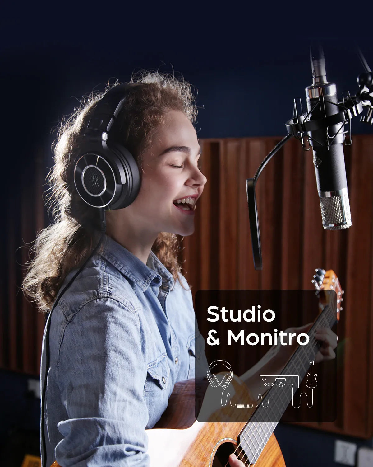 Oneodio Monitor 60 Wired Headphones Professional Studio Headphones Stereo Over Ear Headset With Hi-Res Audio Microphone For DJ