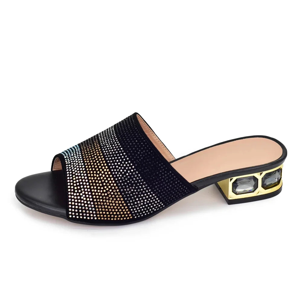 2025 New Classic Design Sandals Italian Style Lady Shoes Low Heel Summer Mules Comfy Sandals Wedding Shoes Bride Party Pumps