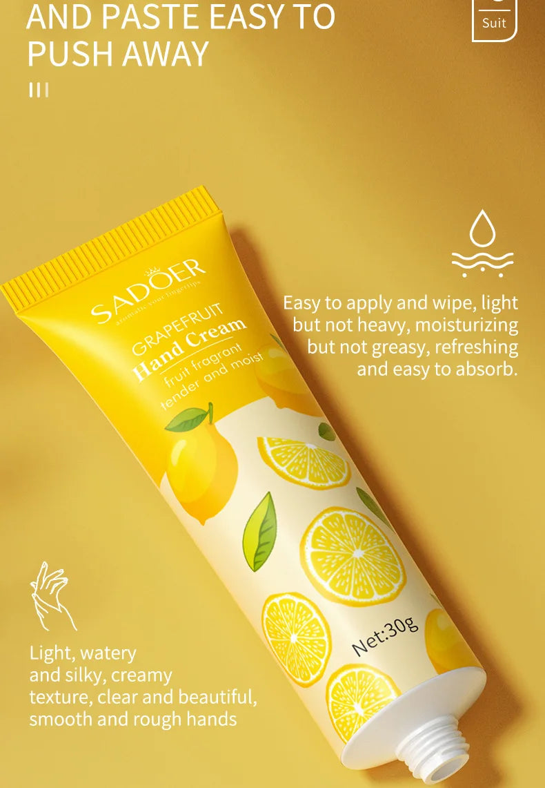 5Pcs/set SADOER Fruit Plant Fragrance Hand Cream Sets Moisturizing Repair Anti Dry Hand Lotion Sets Hands Skin Care Products