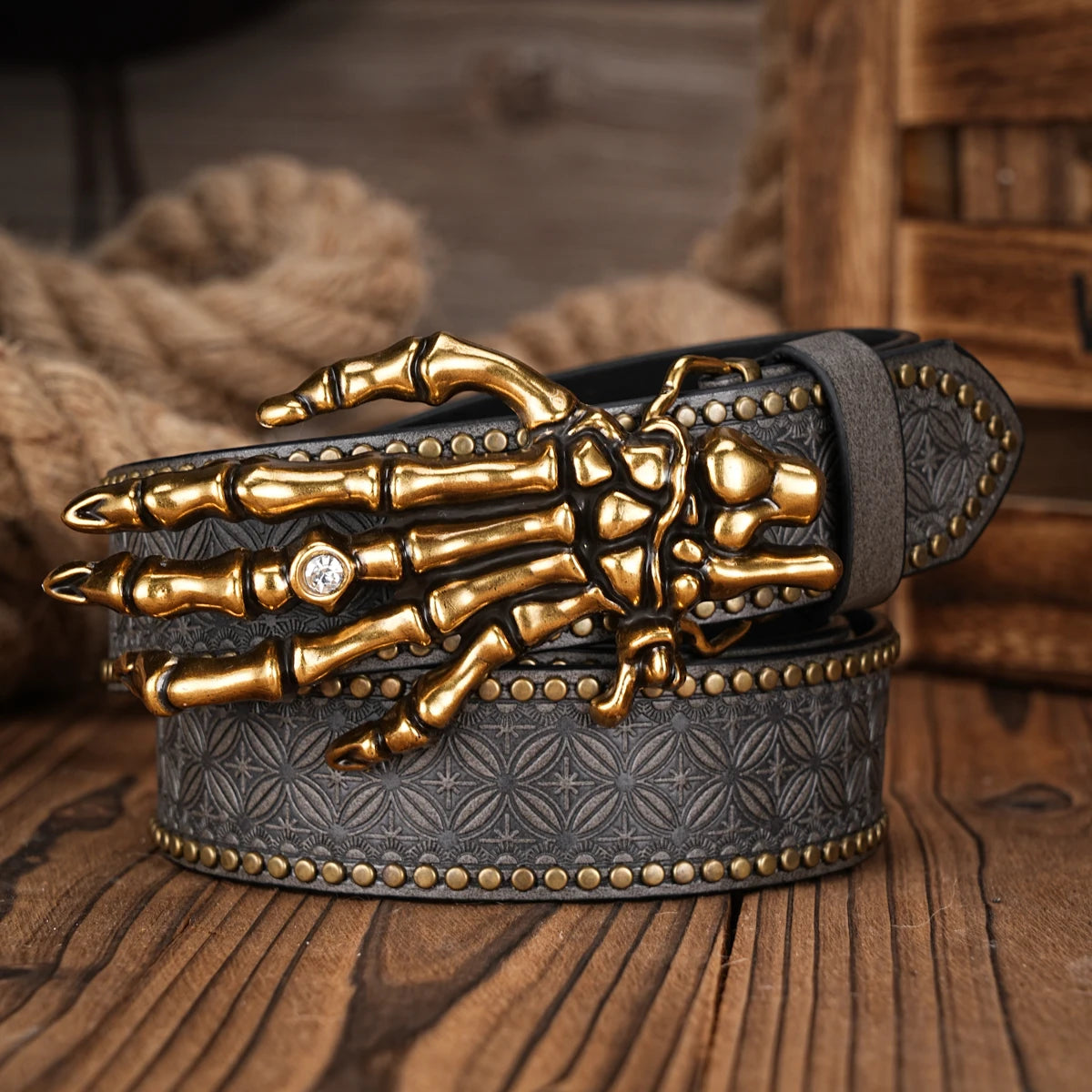 Men Women-Western-Cowboy-PU Leather-Belts - Vintage Belt Floral Engraved Buckle Belt for Jeans