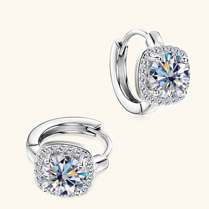 Lnngy 6.5mm Moissanite Earring With GRA Certificate 100% Real 925 Sterling Silver Hoop Earrings For Women Sparkling Jewelry Gift