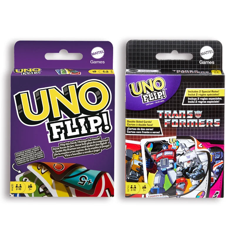 Authentic Mattel Uno Card Flip Card Upgrade Double Sided Play Casual Party Desktop Game Multiplayer Uno Game