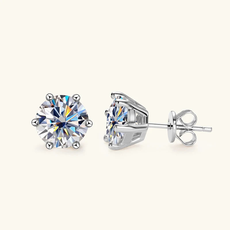Lnngy Pass Diamond Test 5mm 6.5mm Black Moissanite Stud Earring 925 Sterling Silver 6 Claws Piercing Earrings for Women Men Gift