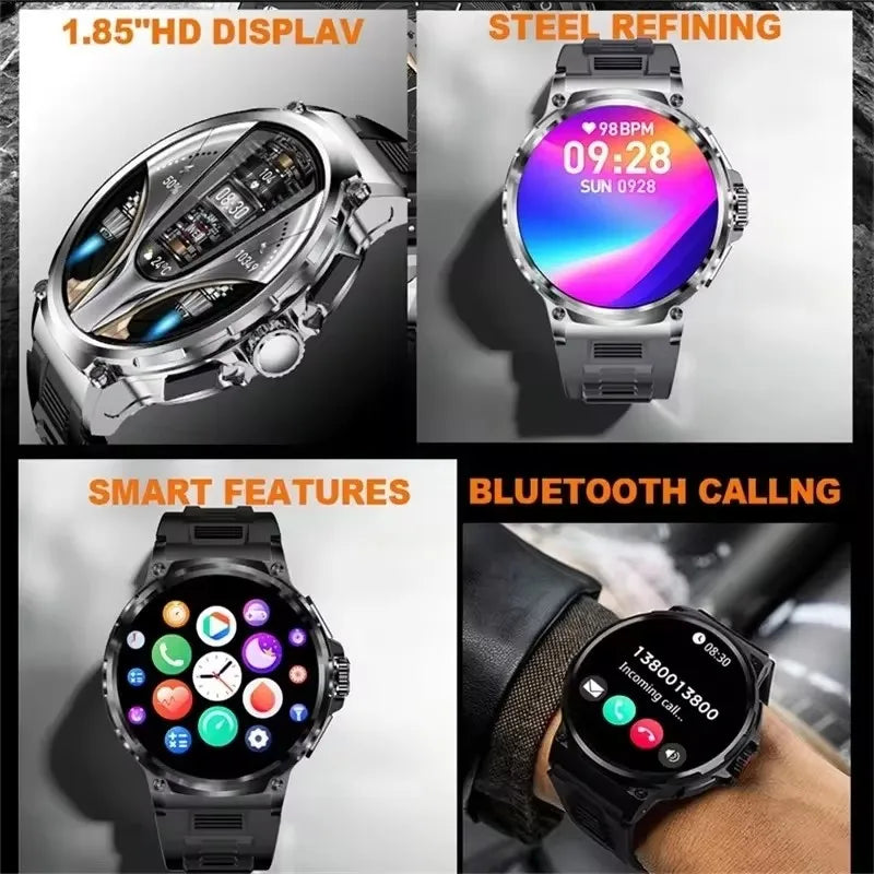 2025 New 1.85-Inch Ultra HD Smart Watch Men GPS Track Bluetooth Call 710 mAh Large Battery 400+Dial Smartwatch For Huawei Xiaomi