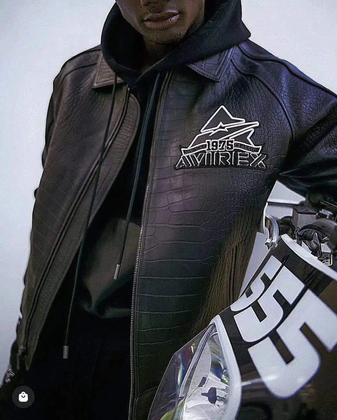 AVIREX new men's genuine leather jacket France 1.5 mm thick sheepskin embroidered crocodile pattern flight suit baseball coat