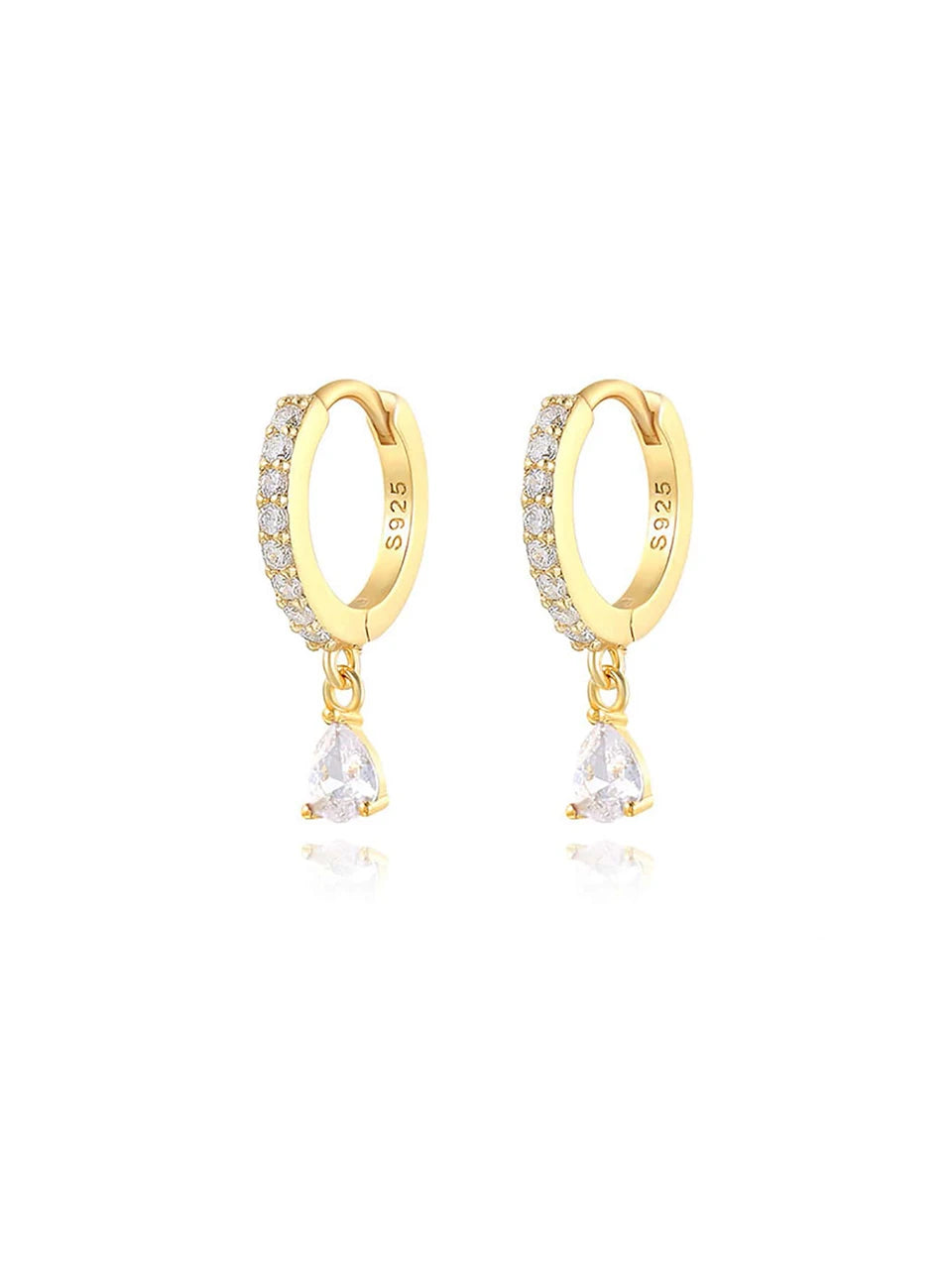 GRA 18K Gold Zircon Water Droplets Hoop Earrings for Women Real 925 Sterling Silver Original High Quality Party Fine Jewelry